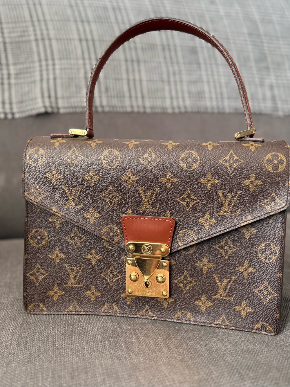 Louis Vuitton Monogram Canvas Top Handle Satchel in Brown and Tan